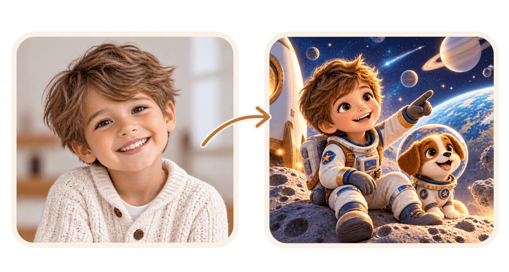 Photo to Character boy astronaut