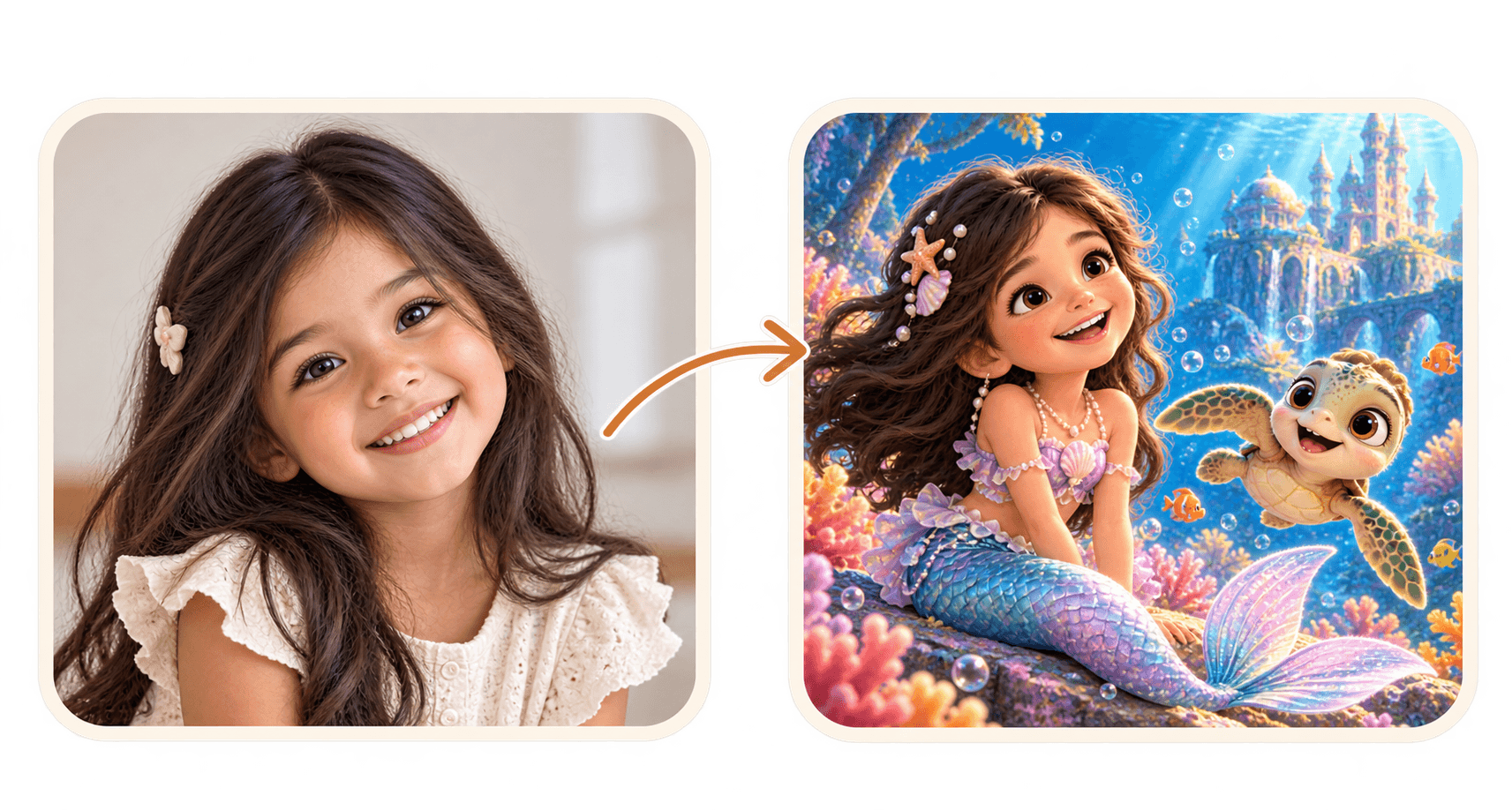 Girl photo to character on water adventure